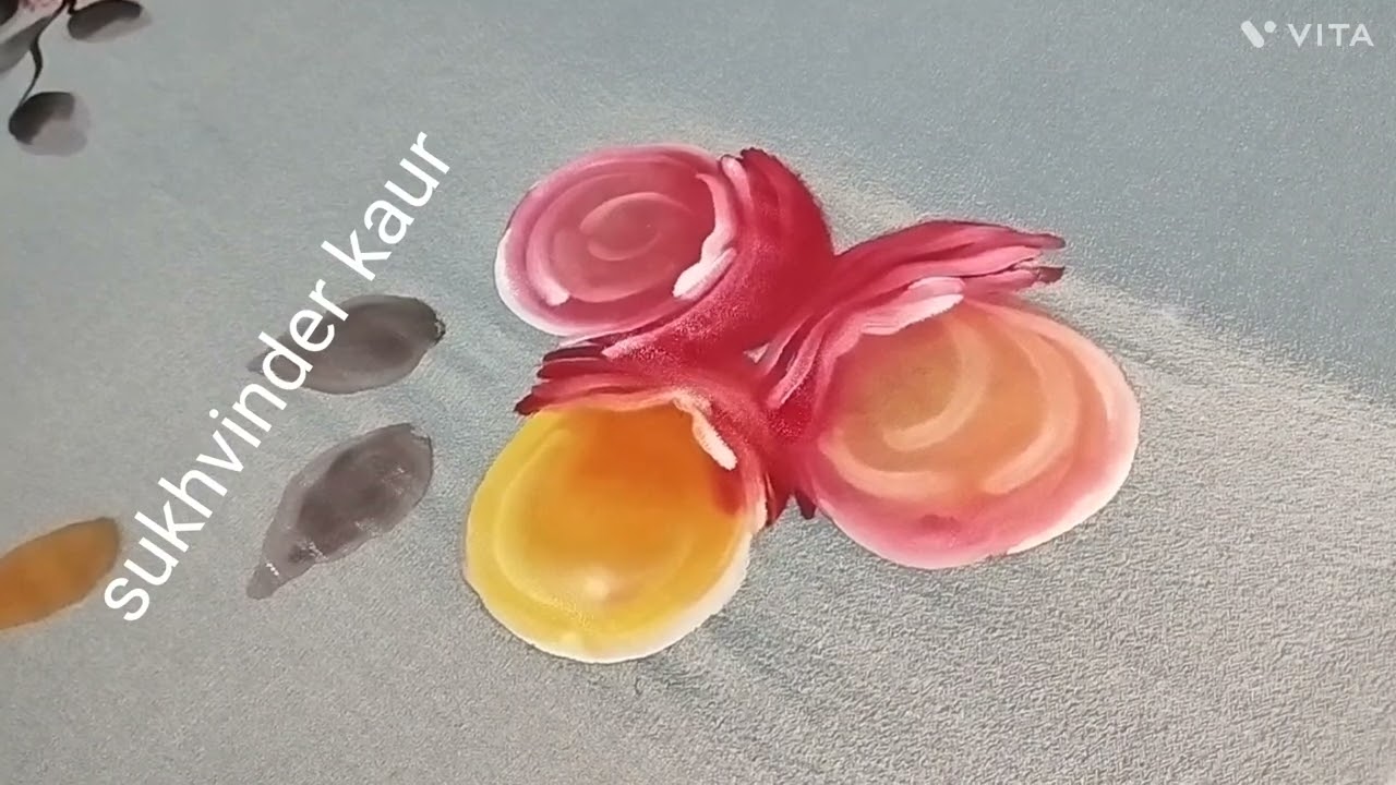 fabric painting on chinon dupptta tutorial for beginners(part_1)