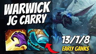HOW TO PLAY WARWICK JUNGLE – 13/7/8 CARRY + EARLY GANK DOMINATION (Low Elo Stomper)