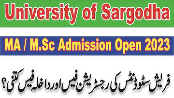 MA M.Sc Fresh Students Registration and Admission Fee UOS 2023
