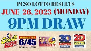 Lotto Result Today 9pm June 26 2023 655 645 4d Swertres Ez2 Pcso