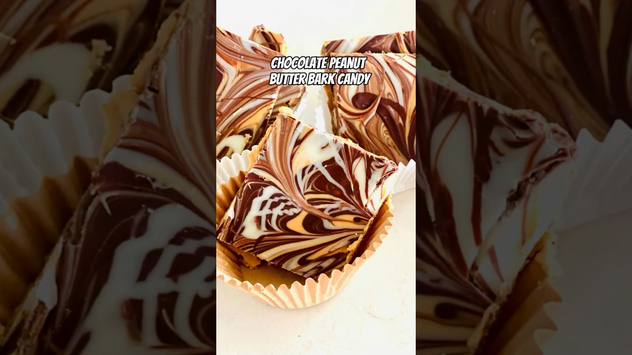 Chocolate Peanut Butter Bark Candy #shorts #candy #easy #food #glutenfree #peanutbutter