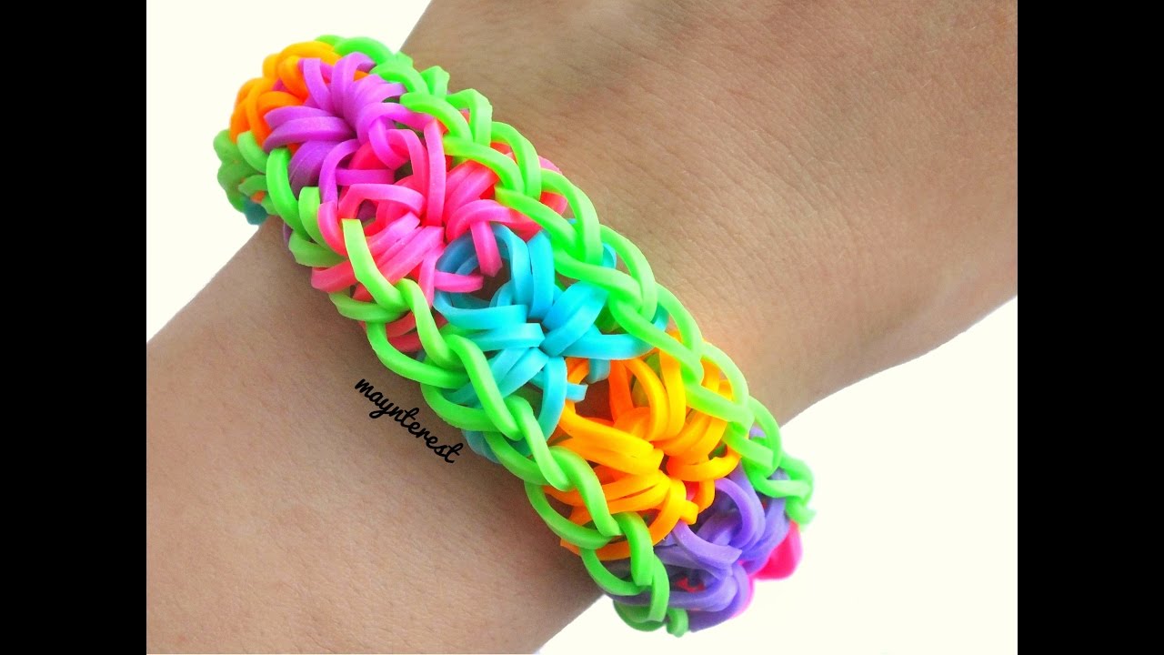 DIY PULSERA DE GOMITAS Explosión de estrellas con telar Rainbow loom