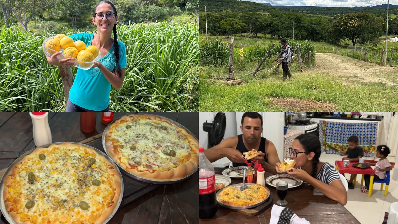 COLHENDO MARACUJÁ/ LIMPANDO O QUINTAL / FIZ PIZZA DE FRANGO E CALABRESA 