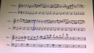 ブラームスの交響曲第１番第４楽章第２主題の主旋律と低弦