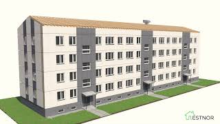 Apartment building renovation with prefabricated elements - EstNor OÜ (animation)