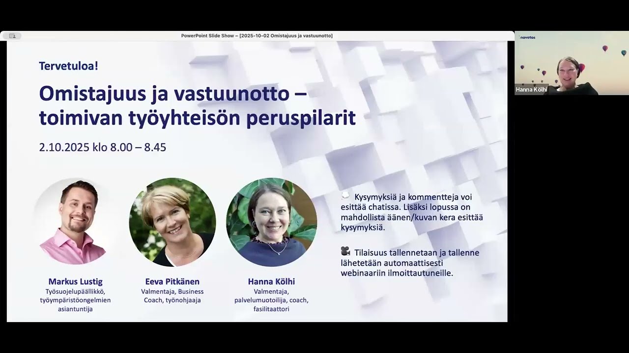 Omistajuus ja vastuunotto – toimivan työyhteisön peruspilarit -webinaari 2.10.2025