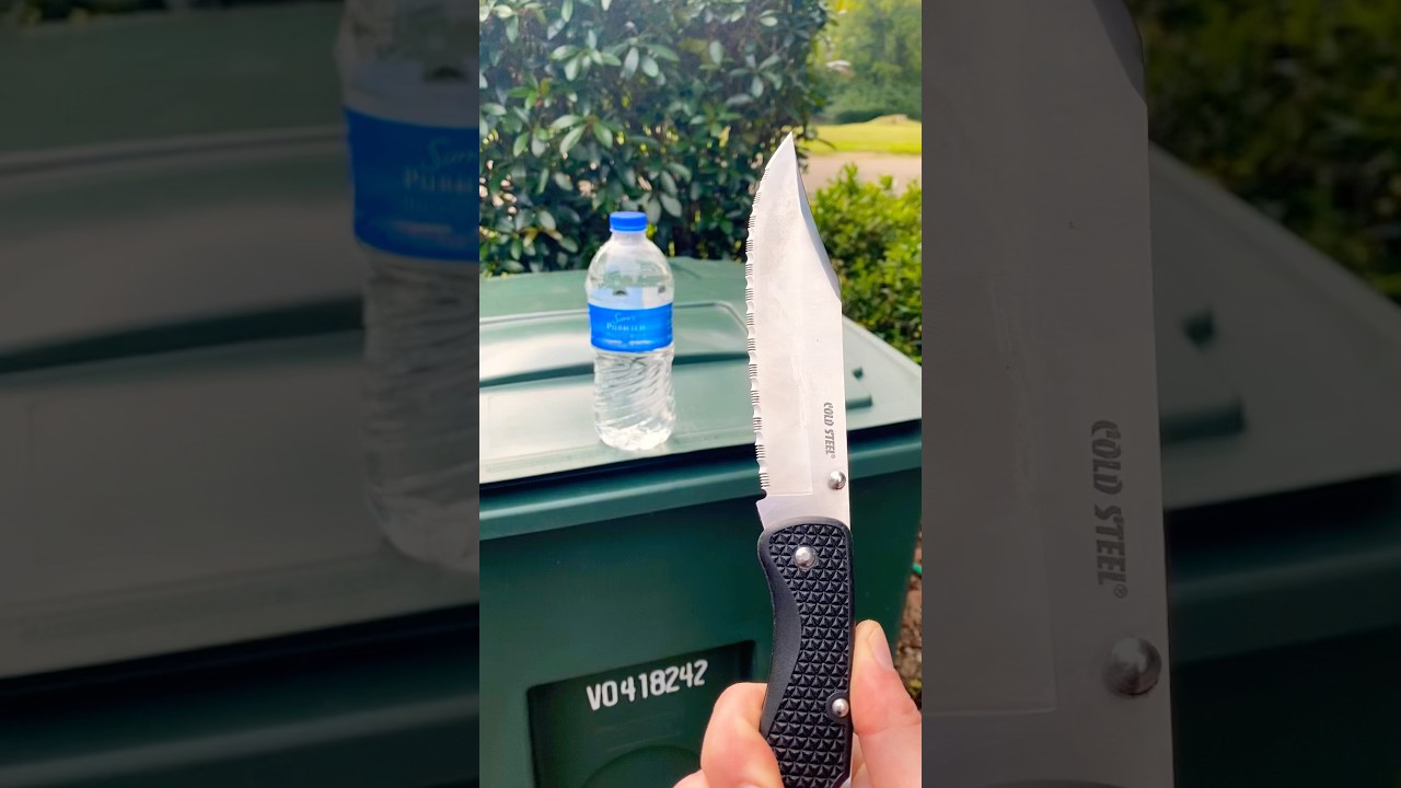 Cold Steel Old School Serrated 2X Clip Point Voyager Cutting Demo 