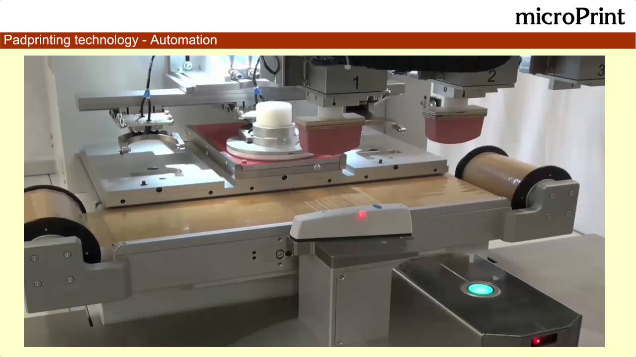 ML500 Tampondruckmaschine mit Rundschaltisch und Sicherheitszelle - YouTube