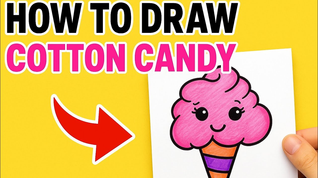 How to Draw Cute Cotton Candy Step by Step! 🍭✨