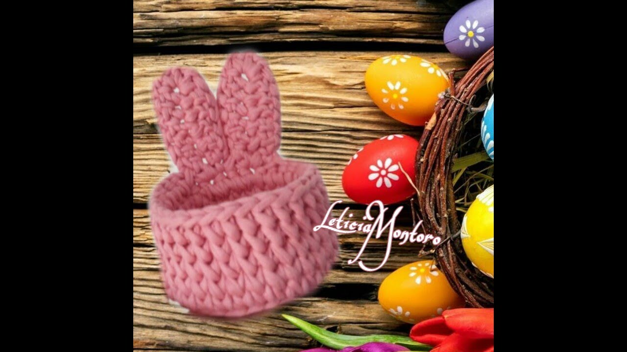 Cestinho Coelho Fio de Malha crochê