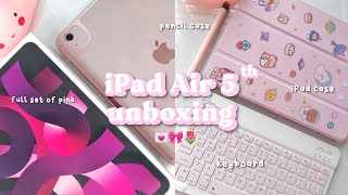 iPad Air 5 unboxing + full of pink accessories