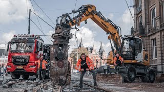 Monster job in Amsterdam City with a Liebherr 914 and a MEGA SKEWER! 😱
