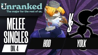Hod (Sheik) vs Yolk (Mr. Game and Watch) - Unranked 2025 - Melee Singles - Div 4.