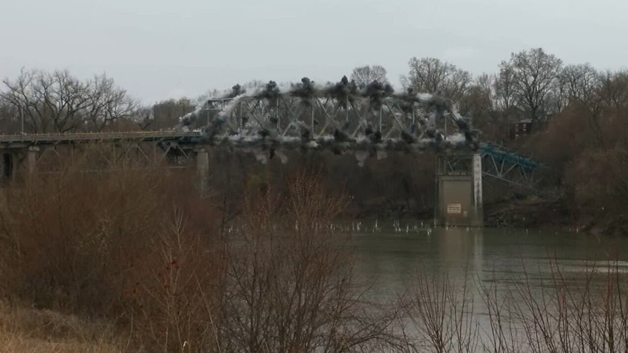 Controlled blast takes down Licking River Bridge