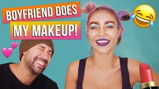 BOYFRIEND DOES MY MAKEUP CHALLENGE