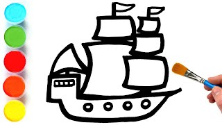 big ship drawing painting and coloring for kids toddlers lets paint together