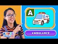 Learning about abc vehicles from az  types of transportation names and sounds alphabet