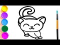 Vẽ và tô màu một con mèo Bản vẽ cho trẻ em