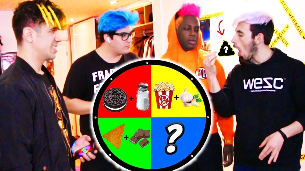 DESAFIO: RODA MISTERIOSA COM COMIDAS ESTRANHAS QUE AS PESSOAS ADORAM ft D4rkFrame, Pi e Siopa