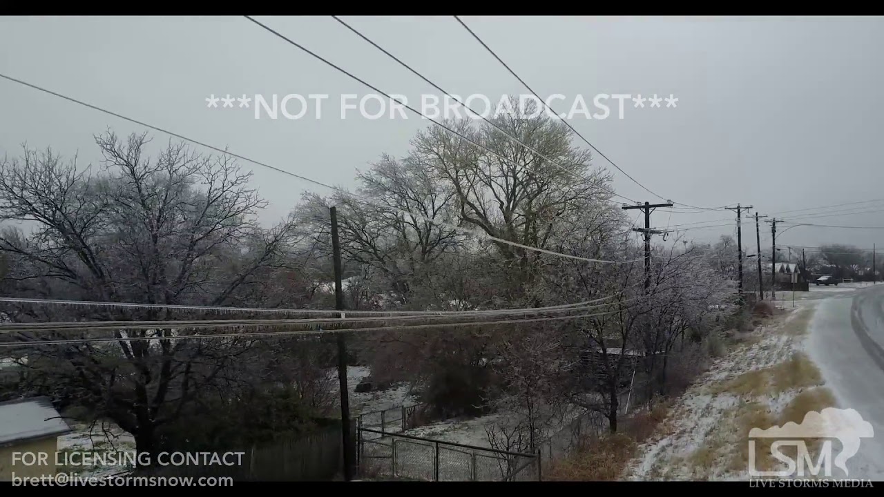 2212018 Jacksboro, Tx Ice Storm drone video of ice on trees