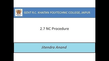 2.7 NC Procedure II By Jitendra Anand II ME 304 II GPC JAIPUR