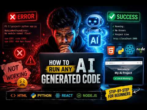How to Run Any AI Generated Code (HTML, Python, React, Node.js) | Full Beginner Guide
