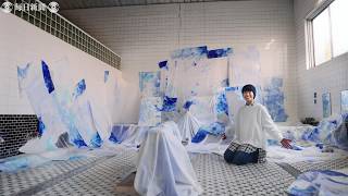 「湯の波が踊る様子」を表現　廃業した銭湯でアート個展　福岡