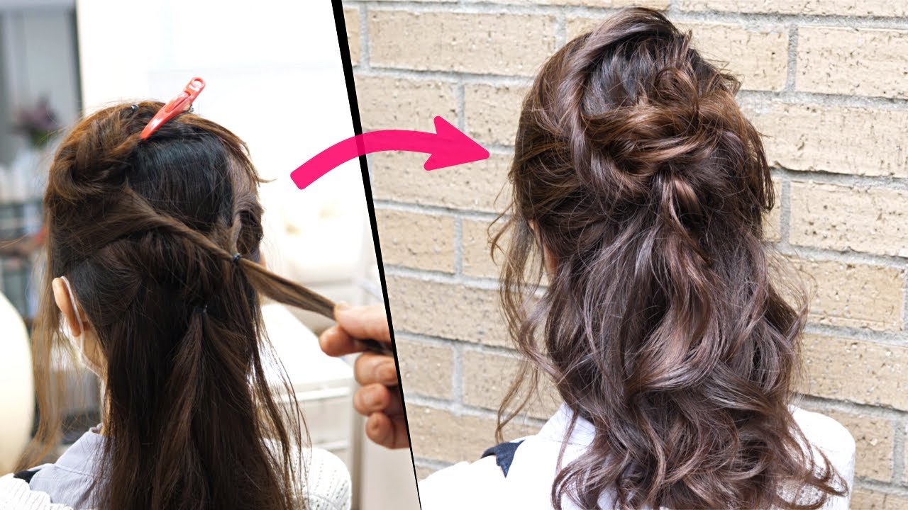 簡単！編まない！くるりんぱ3本だけ！時短のゆるふわハーフアップ