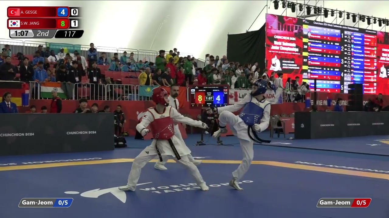 117 Round of 32 Men  45kg TUR A  GESGE KOR S W  JANG