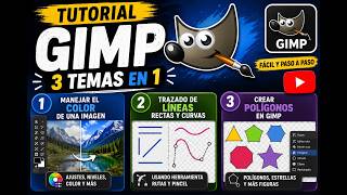 🎨 Tutorial Completo de GIMP | Colores, Líneas Rectas y Curvas + Polígonos Paso a Paso 🔥