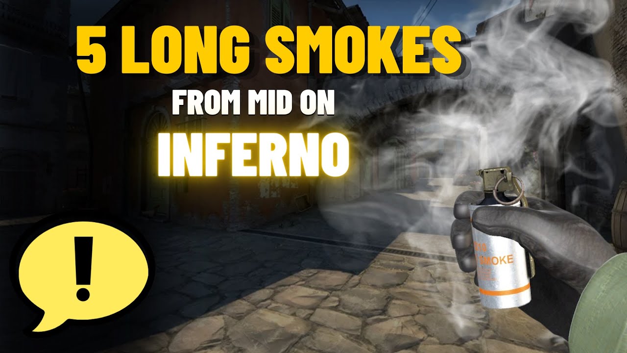 [CSGO] 5 LONG SMOKES FROM MID ON INFERNO - YouTube