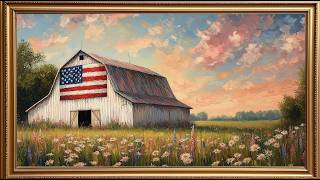 Peaceful Americana Farm Scene | 2 Hour Relaxing Rustic Home Ambience | 4K Frame TV Art Decor