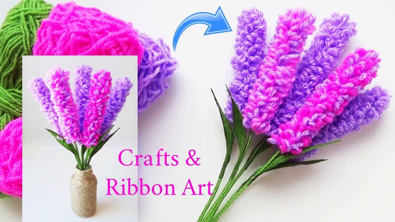 Easy Lavender Flower Making Idea with Wool Amazing Woolen Craft How