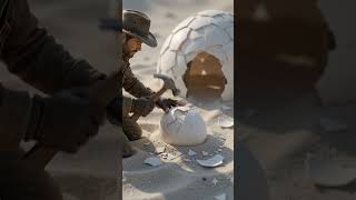 Mini Explorer Survives in a Giant Eggshell Desert! 🥚 #viral #viralvideo #miniature #survival #3dart