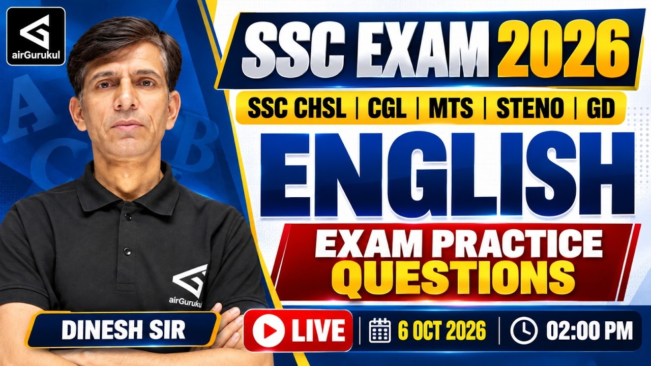 SSC English 2026 | Exam Practice Questions | CHSL CGL MTS Steno GD | Dinesh Sir – airGurukul
