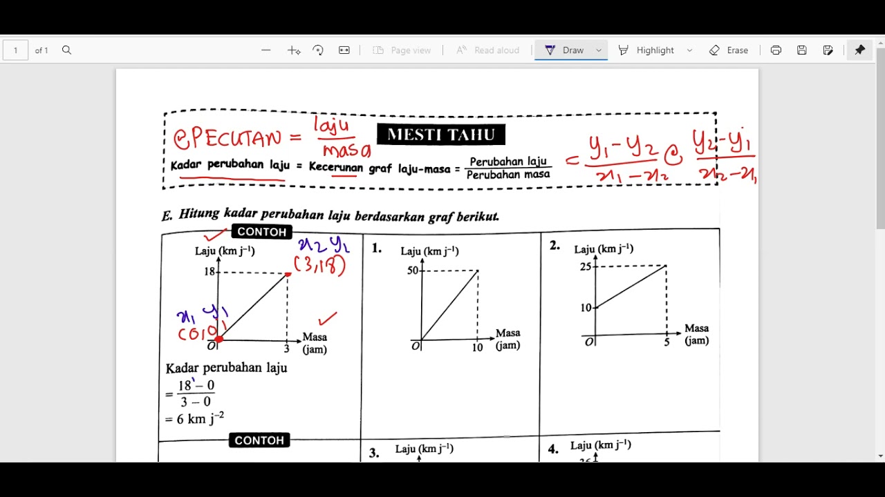 MENGIRA KADAR PERUBAHAN LAJU DARI GRAF LAJU MELAWAN MASA
