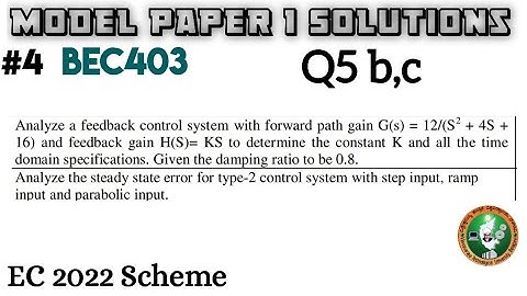 #4 Control System Model Paper 1 Solution Q5 b,c 4th Sem ECE 2022 Scheme VTU BEC403