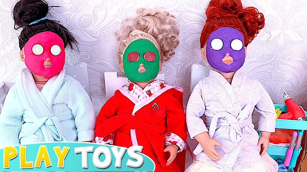 Baby Dolls Spa adventure with face masks! Play Toys beauty routines!