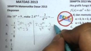 Pembahasan sbmptn 2013 matematika dasar mengenai eksponen gratis.
sukses seleksi perguruan tinggi itb ui ugm unpad ipb dengan latihan
soal sebelum...