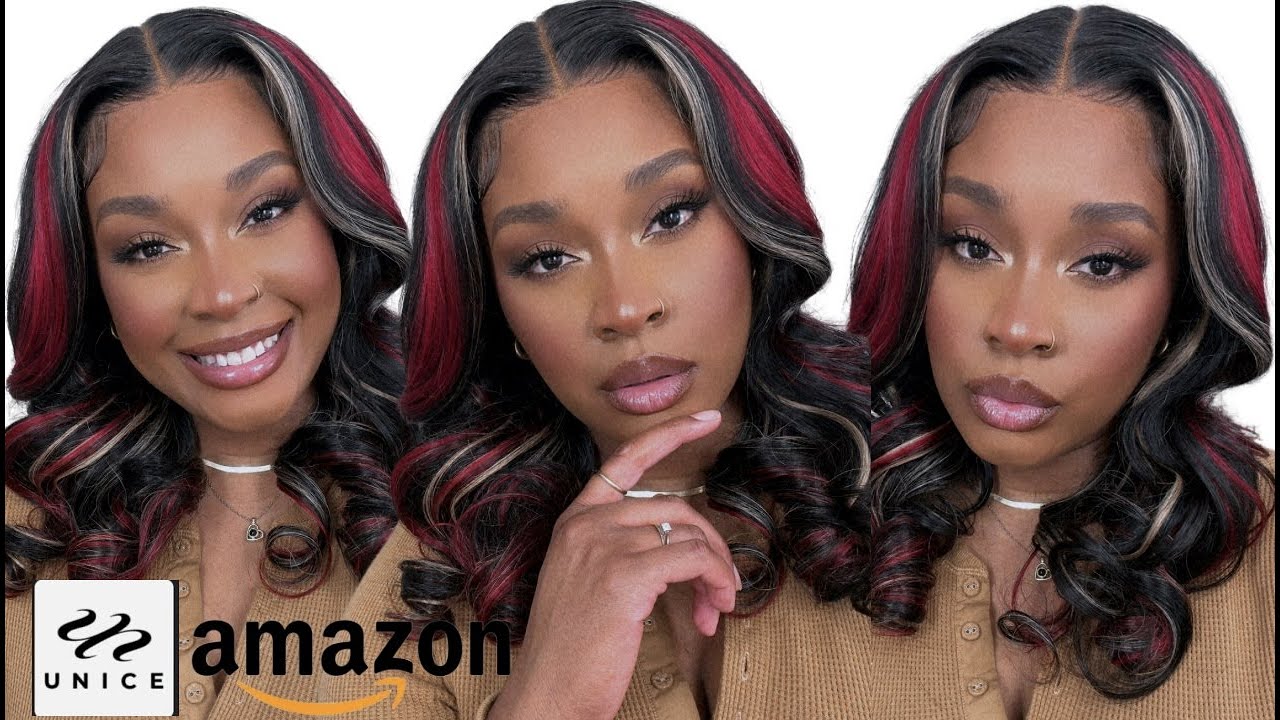 These HIGHLIGHTS Are EVERYTHING 🔥 Black Wig With Red And Blonde Highlights Ft. UNICE HAIR AMAZON
