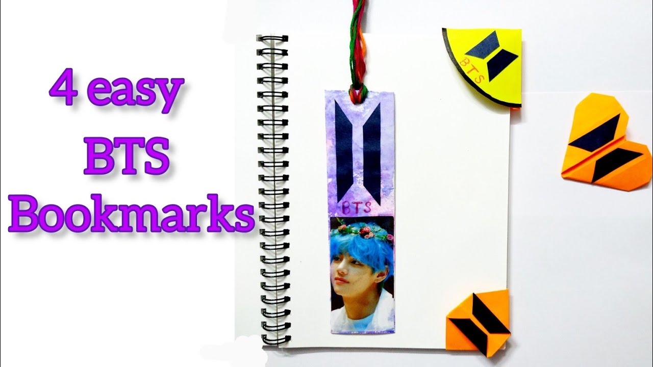 4 easy bts bookmark // DIY BTS bookmarks // easy bts bookmark idea