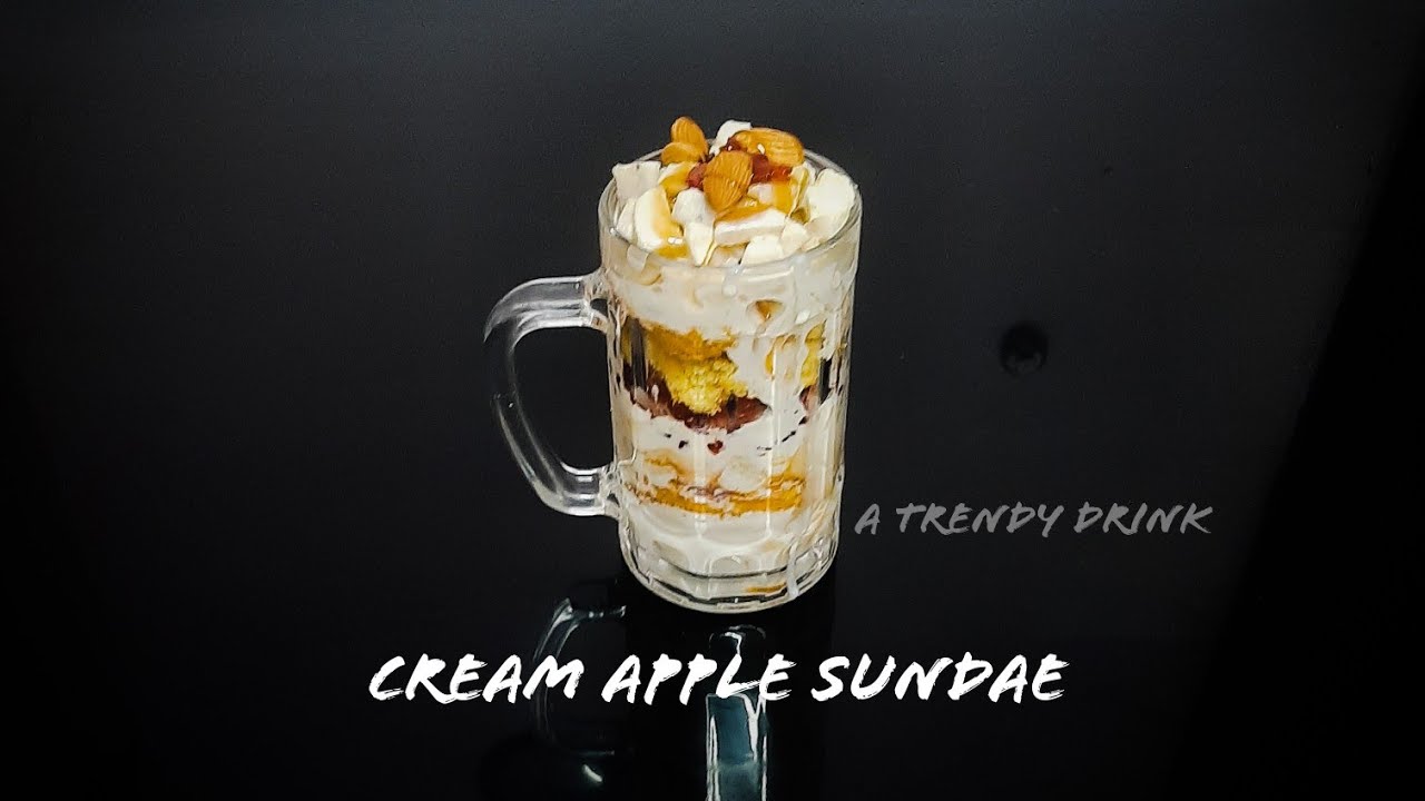 Vanilla Sundae/ Cream 🍎 Apple Sundae / Vanilla Fruit Sundae Recipe Without Icecream/ A Trendy Drink