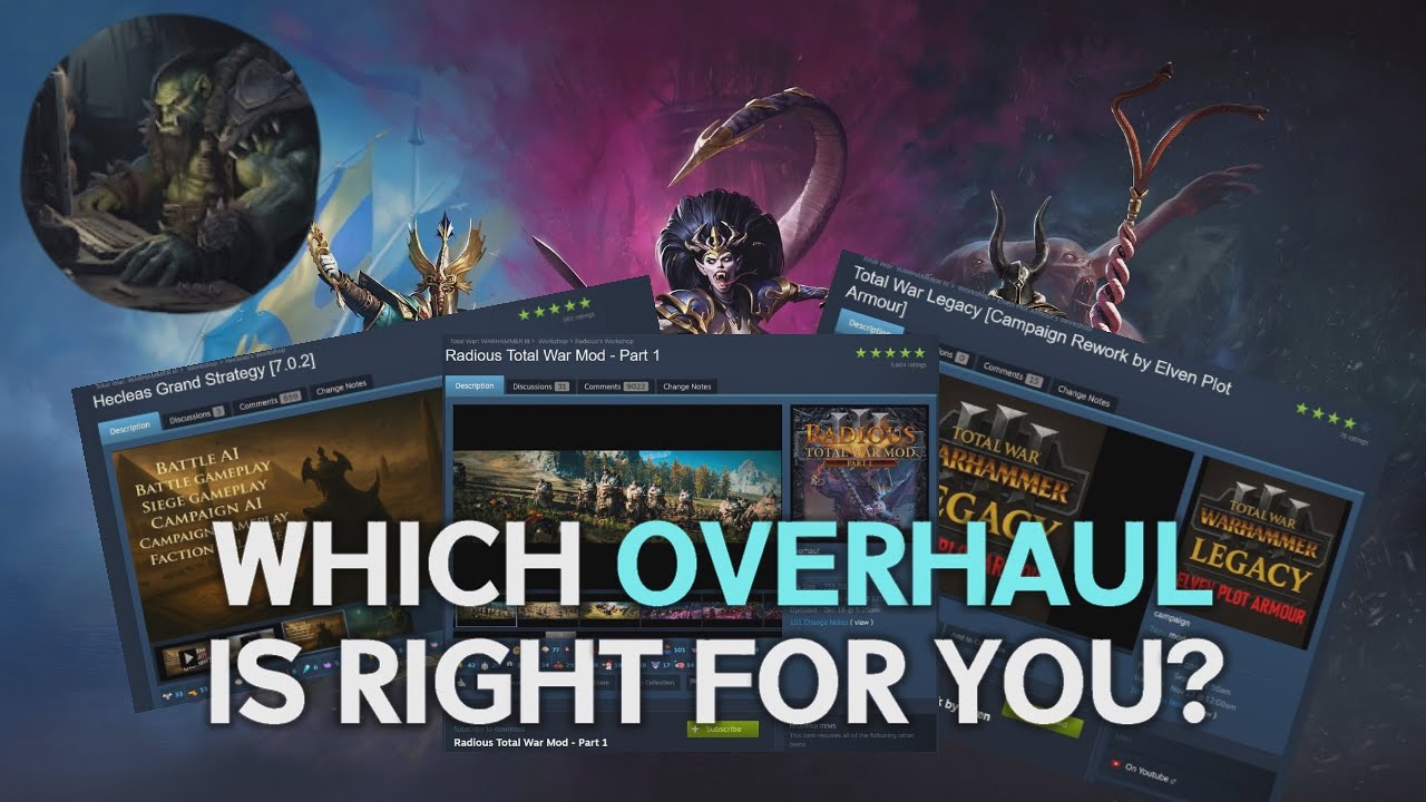 Краткое сравнение модификаций, полностью изменяющих игру Warhammer 3.