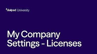 My Company Settings   Licenses