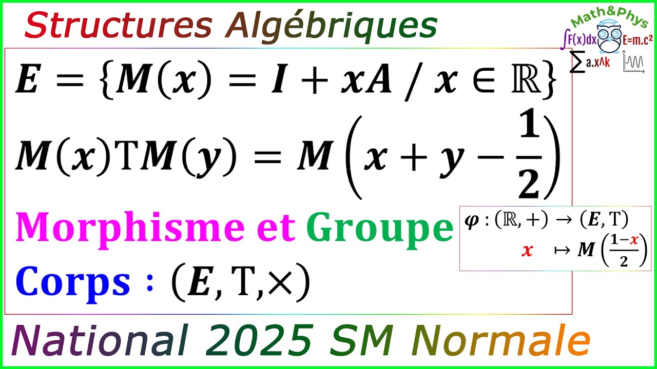 Examen National 2025 SM - Structures Algébriques - Groupes Anneau et Corps