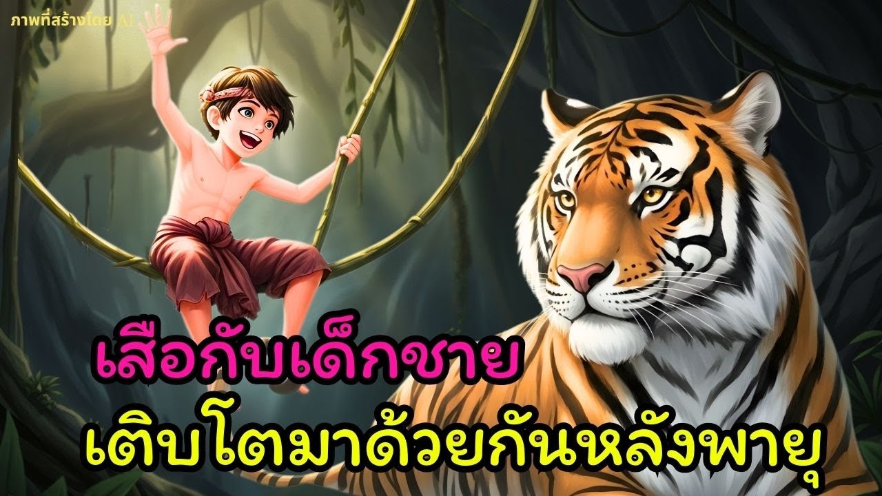 [ นิทานพื้นบ้าน ]พายุผ่านพ้น เหลือเพียงลูกเสือกับเด็กชายในป่าใหญ่