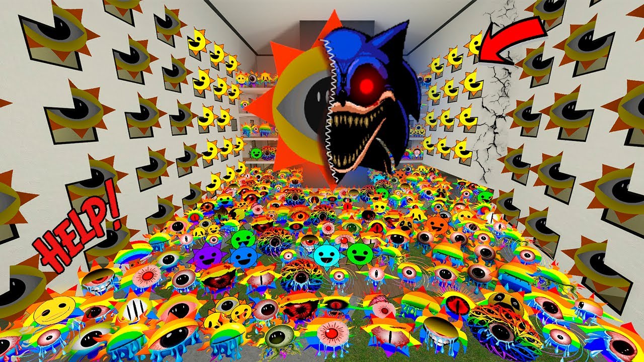 BIG RAINBOW SPRUNKI MR SUN VS SONIC.EXE WANTS ME TO HELP THEM FROM FULL HOTEL OF ANGRY NEXTBOTS Gmod