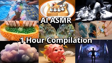 1 Hour of Soothing AI ASMR Compilation | Toast, Bubble Wrap Fruit, Cube Cut, Glass Veggie, Cloud Cut