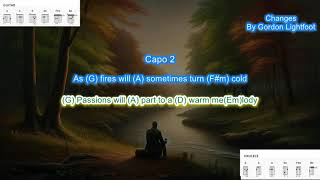 Changes (capo 2) by Gordon Lightfoot play along with scrolling guitar chords and lyrics