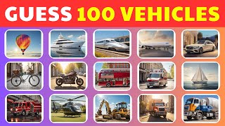 Guess 100 Vehicles In 3 Seconds 🚓✈️🚒| Easy, Medium, Hard, Impossible | Vehicles Quiz